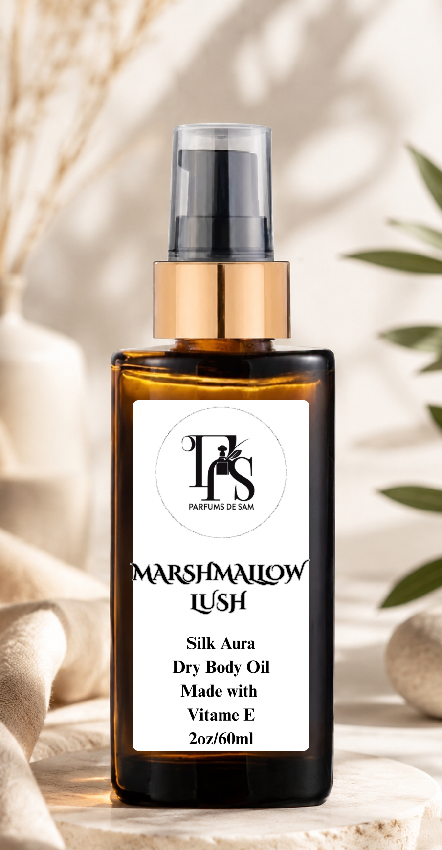SILK AURA DRY BODY OIL Marshmallow Lush ORIGINAL BLEND BY PARFUM DE SAM